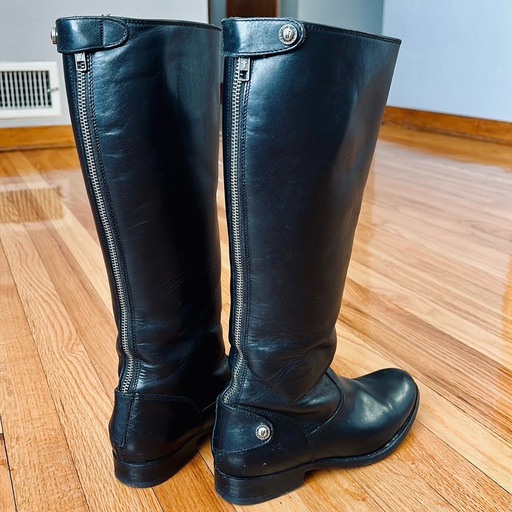 Frye Melissa Button Back Zip Black leather boots women size 6.5